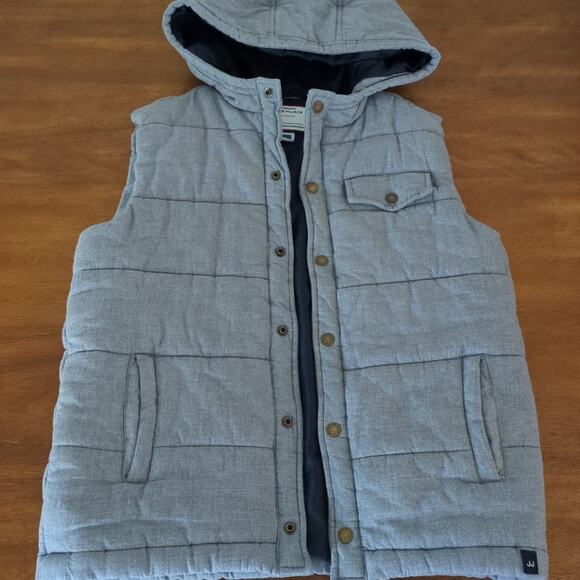 Janie and Jack boys puffer hooded grey vest kids size 10/12 - Picture 1 of 6